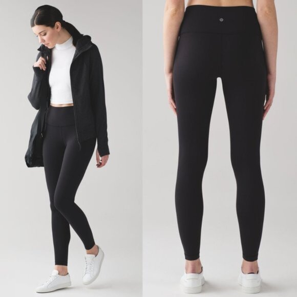 Lululemon Black Luon High Rise Wunder Under Leggings 28" - Picture 1 of 7